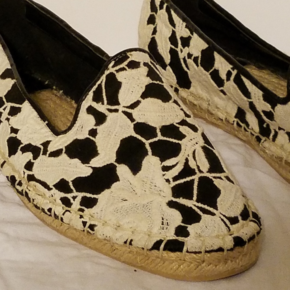 SOLD! Cole Haan black and white lace espadrilles 8.5